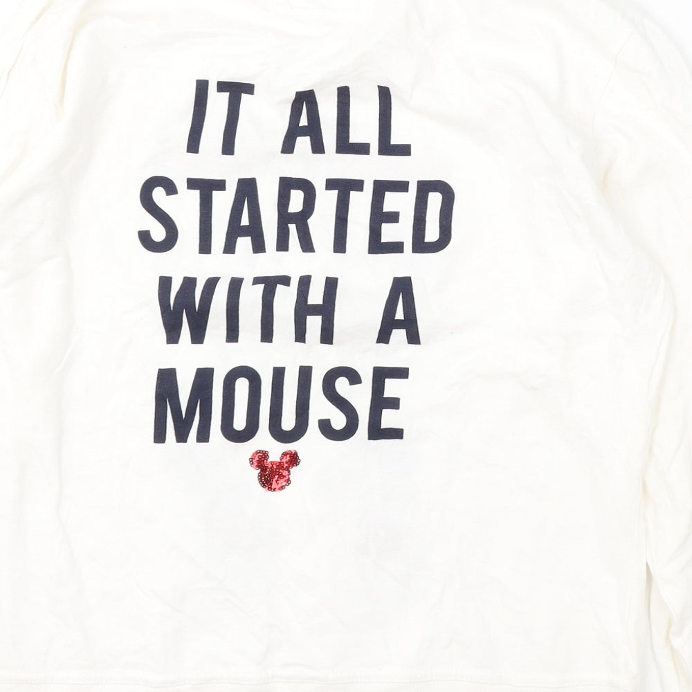 Disney Womens White Cotton Pullover Sweatshirt Size 12 - mickey mouse