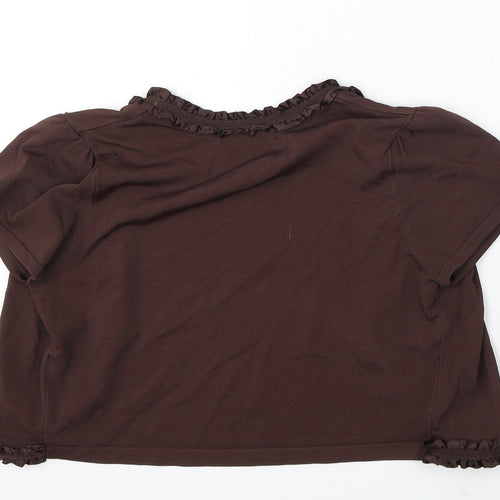 Kaleidoscope Womens Brown V-Neck Viscose Cardigan Jumper Size 12