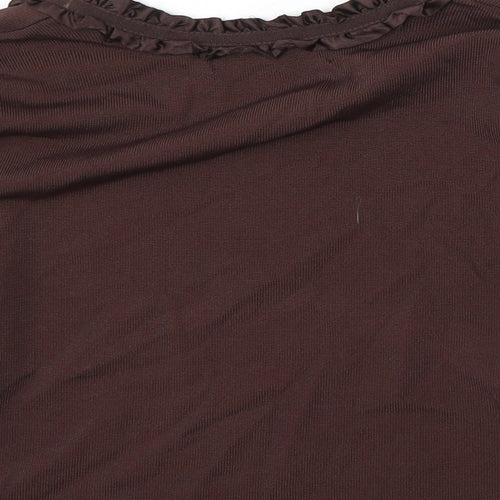 Kaleidoscope Womens Brown V-Neck Viscose Cardigan Jumper Size 12