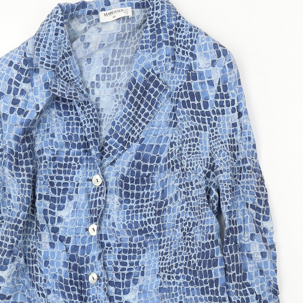 Markwald Womens Blue Geometric Acetate Basic Button-Up Size 18 Collared