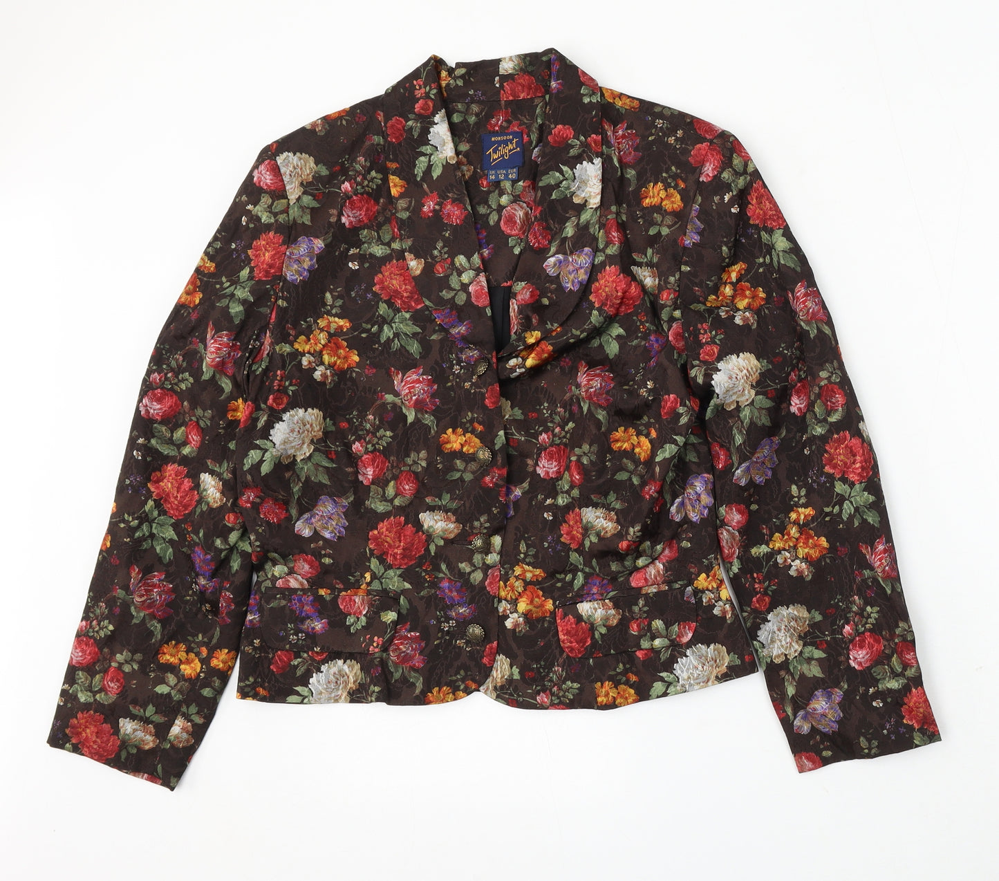 Monsoon Womens Multicoloured Floral Polyester Jacket Blazer Size 14