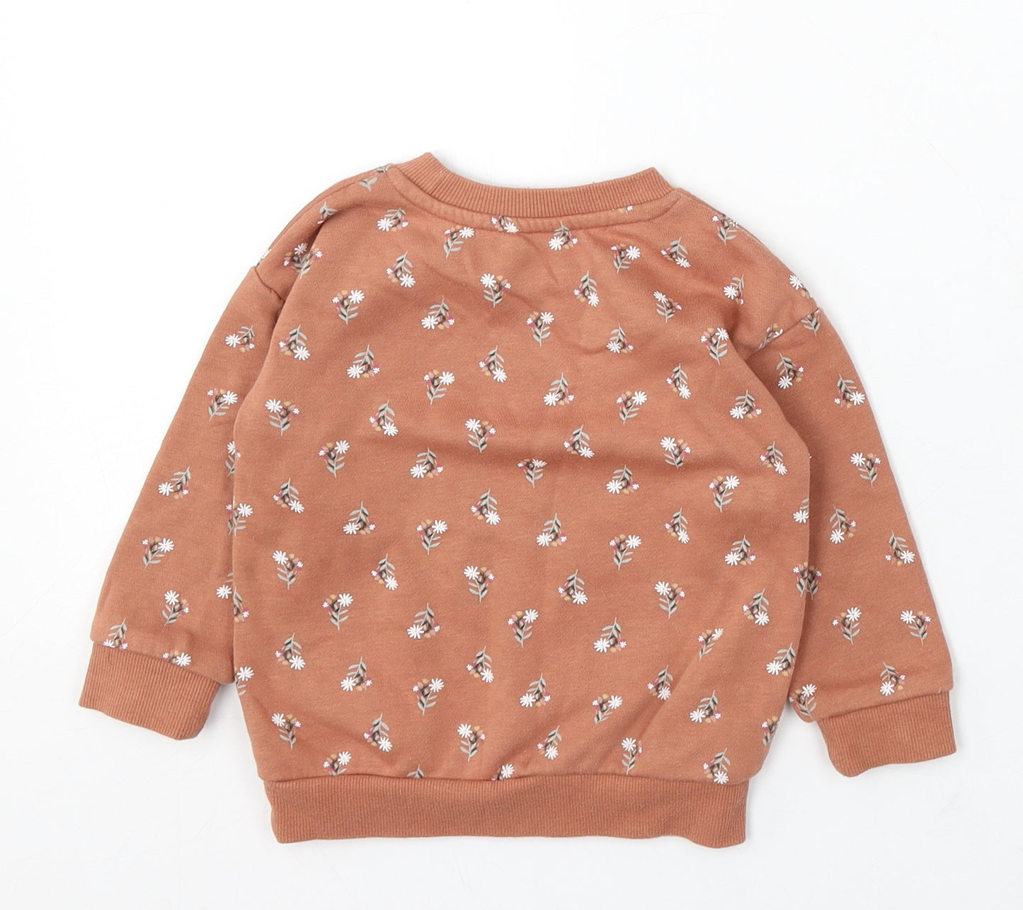 Primark Girls Brown Cotton Pullover Jumper Size 12-18 Months
