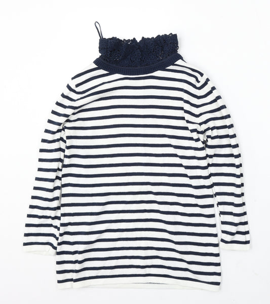 Front view of Country Casuals women’s multicoloured round neck striped cotton jumper, size S