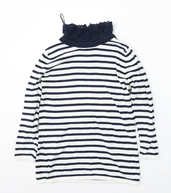 CC Womens Multicoloured Round Neck Striped Cotton Pullover Jumper Size S