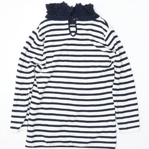 CC Womens Multicoloured Round Neck Striped Cotton Pullover Jumper Size S
