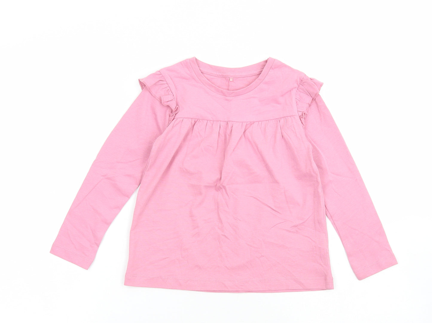 George Girls Pink Cotton Basic T-Shirt Size 3-4 Years Round Neck