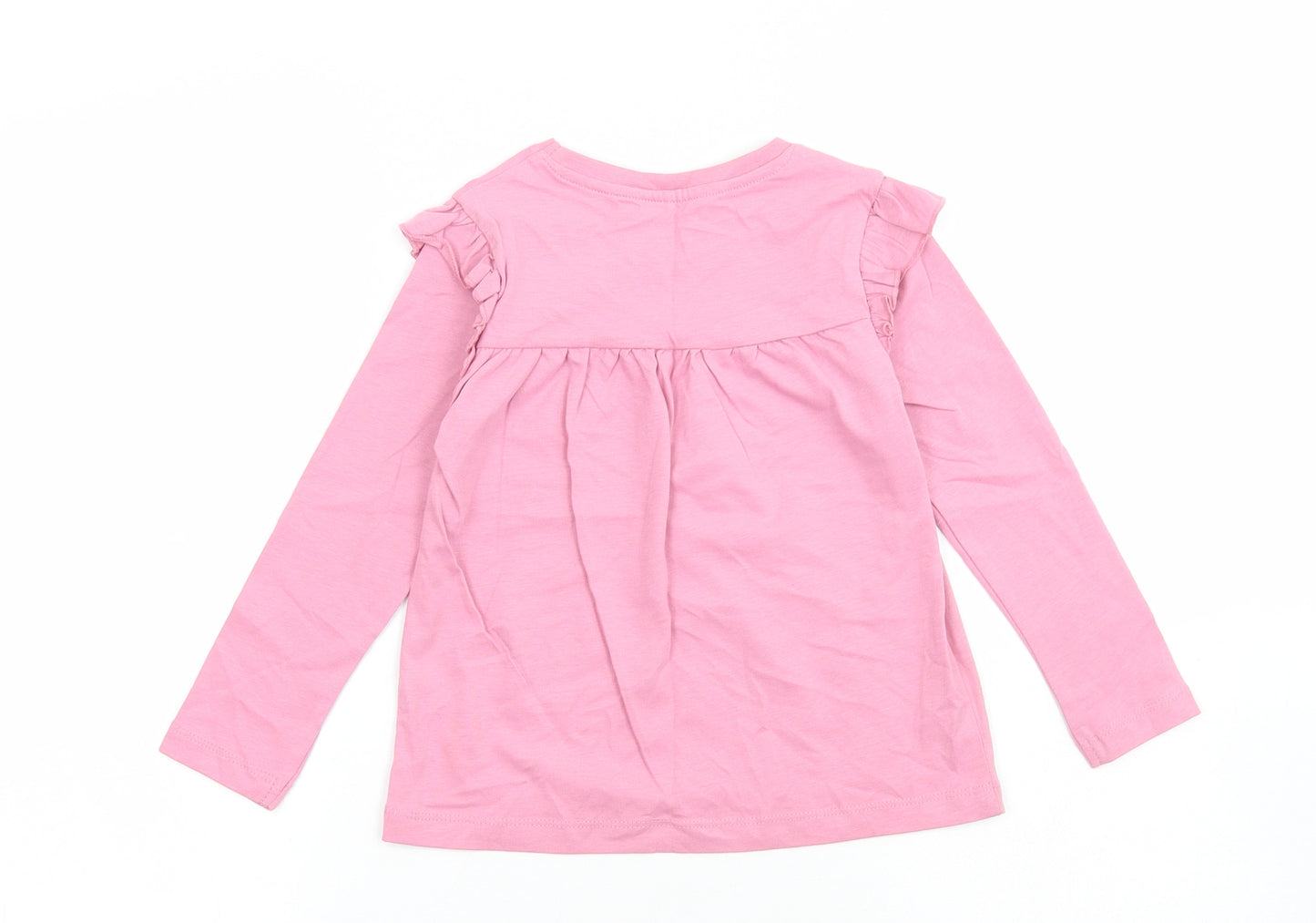 George Girls Pink Cotton Basic T-Shirt Size 3-4 Years Round Neck