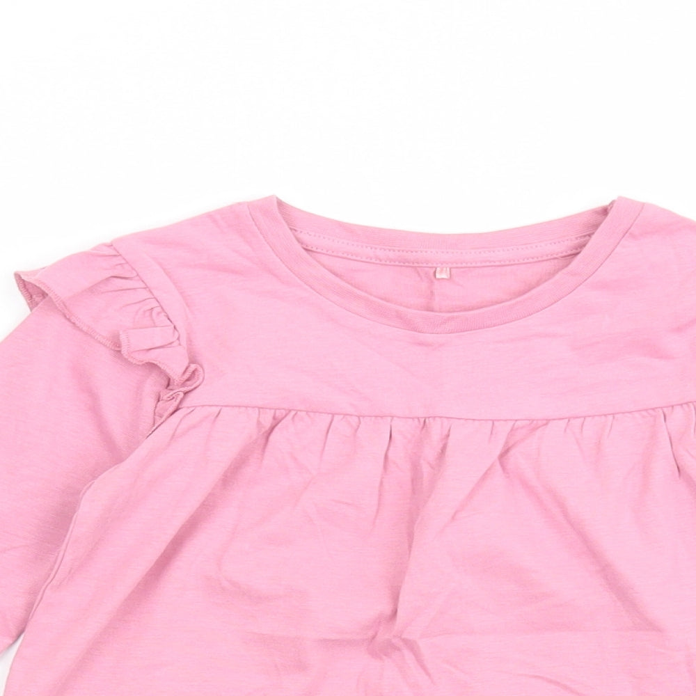 George Girls Pink Cotton Basic T-Shirt Size 3-4 Years Round Neck