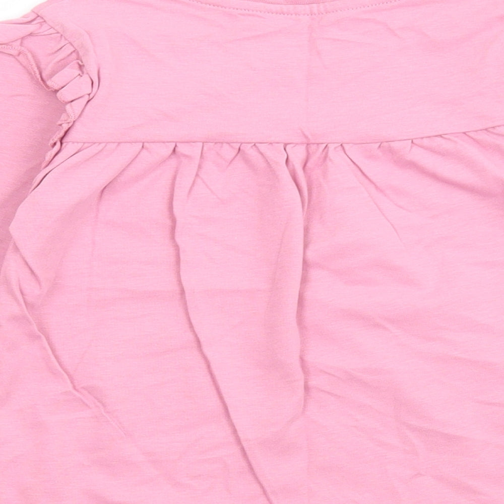 George Girls Pink Cotton Basic T-Shirt Size 3-4 Years Round Neck
