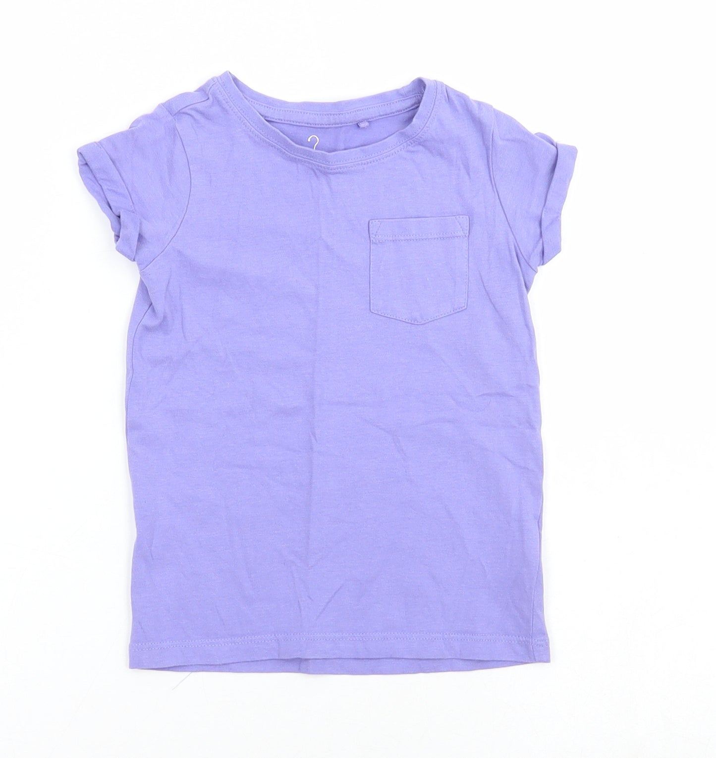NEXT Girls Purple Cotton Basic T-Shirt Size 3 Years Round Neck
