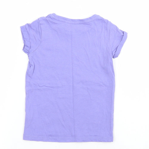 NEXT Girls Purple Cotton Basic T-Shirt Size 3 Years Round Neck