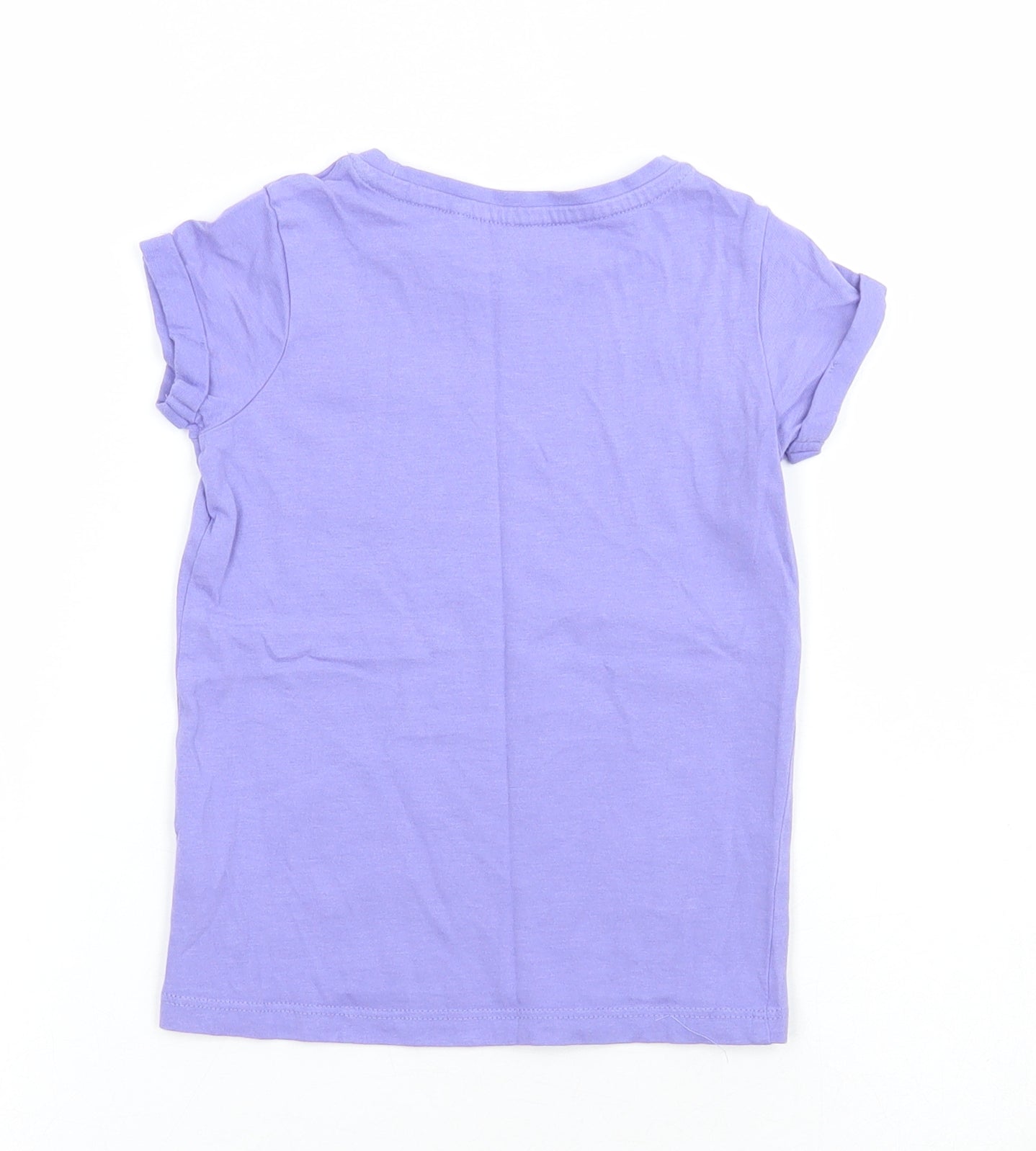 NEXT Girls Purple Cotton Basic T-Shirt Size 3 Years Round Neck