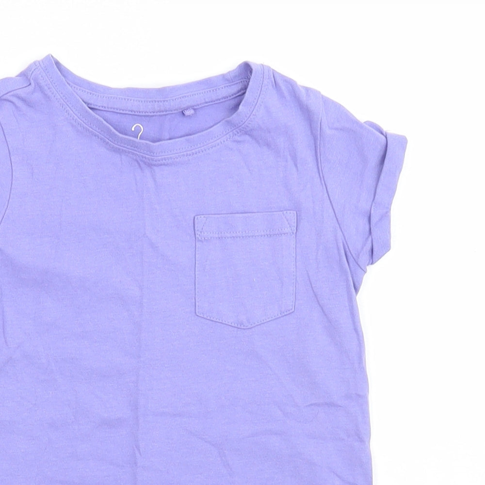 NEXT Girls Purple Cotton Basic T-Shirt Size 3 Years Round Neck