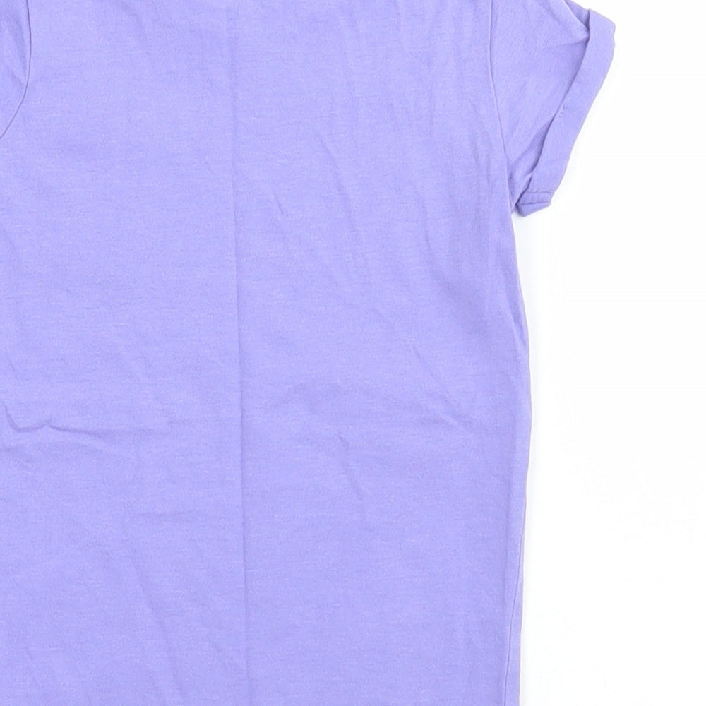 NEXT Girls Purple Cotton Basic T-Shirt Size 3 Years Round Neck