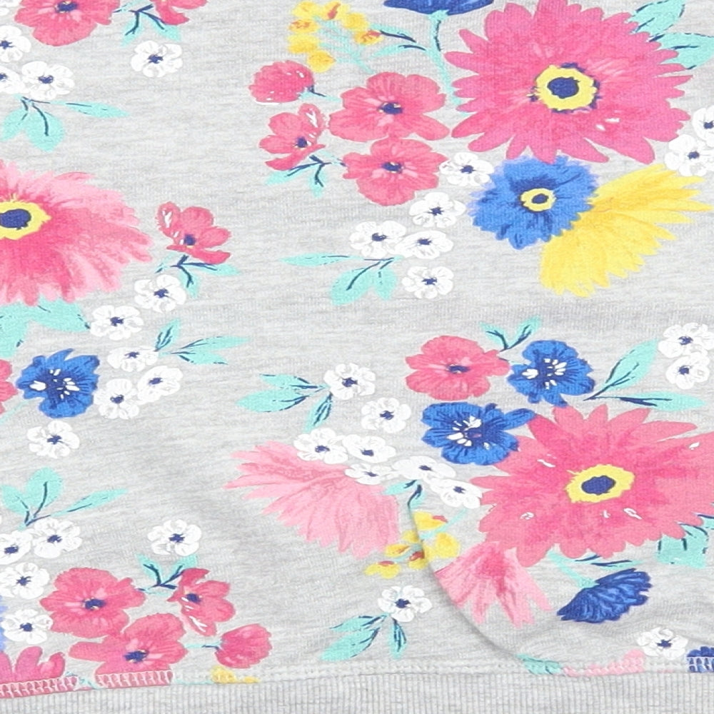 H&M Girls Multicoloured Round Neck Floral Cotton Pullover Jumper Size 3-4 Years