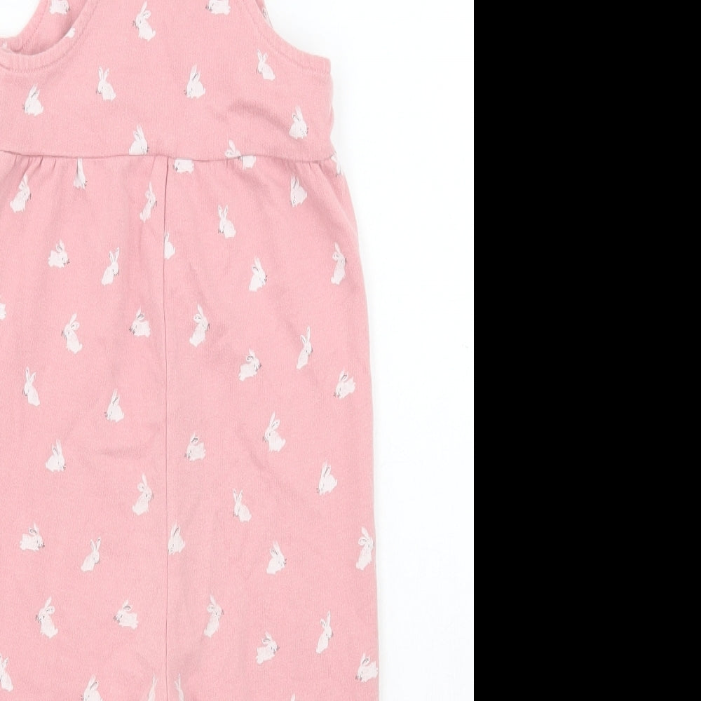 NEXT Girls Pink Spotted Cotton Dungaree Outfit/Set Size 12-18 Months Button