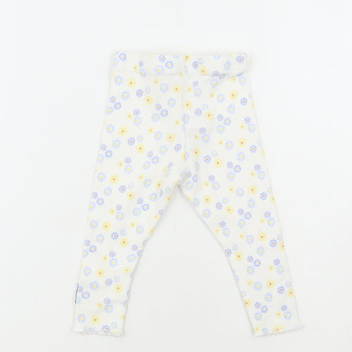 Primark White Floral Cotton Jogger Leggings Size 6-9 Months - Daisy Duck