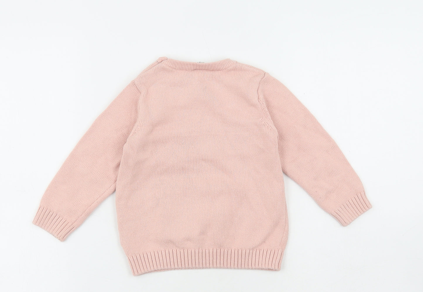 F&F Girls Pink Cotton Pullover Jumper Size 9-12 Months - Fox