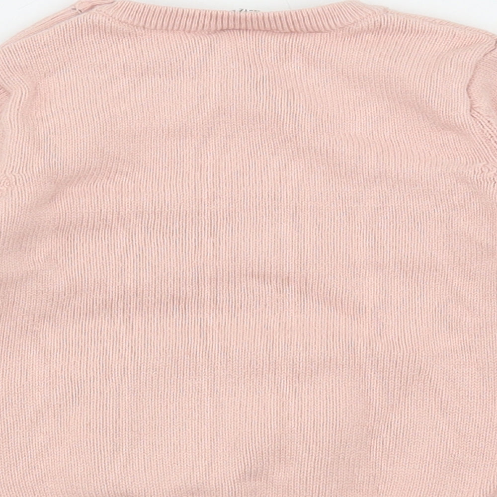 F&F Girls Pink Cotton Pullover Jumper Size 9-12 Months - Fox
