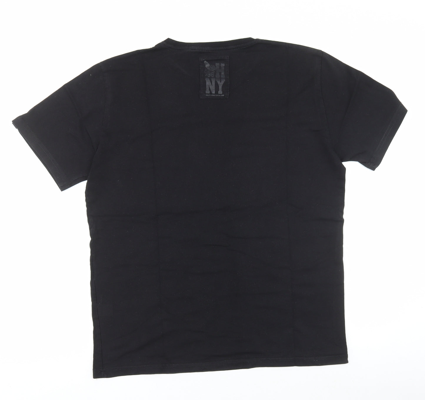 Henleys Mens Black Cotton T-Shirt Size XL Round Neck