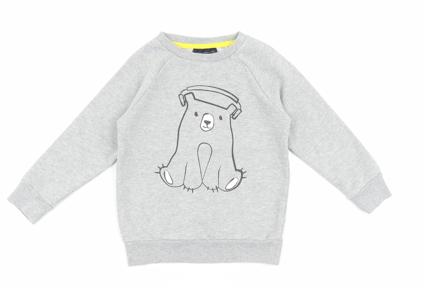 NEXT Boys Grey Round Neck Cotton Pullover Jumper Size 3-4 Years - Bear