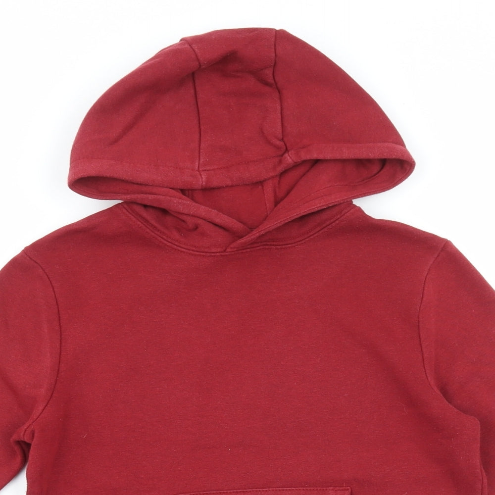 Marks and Spencer Boys Red Cotton Pullover Hoodie Size 6-7 Years