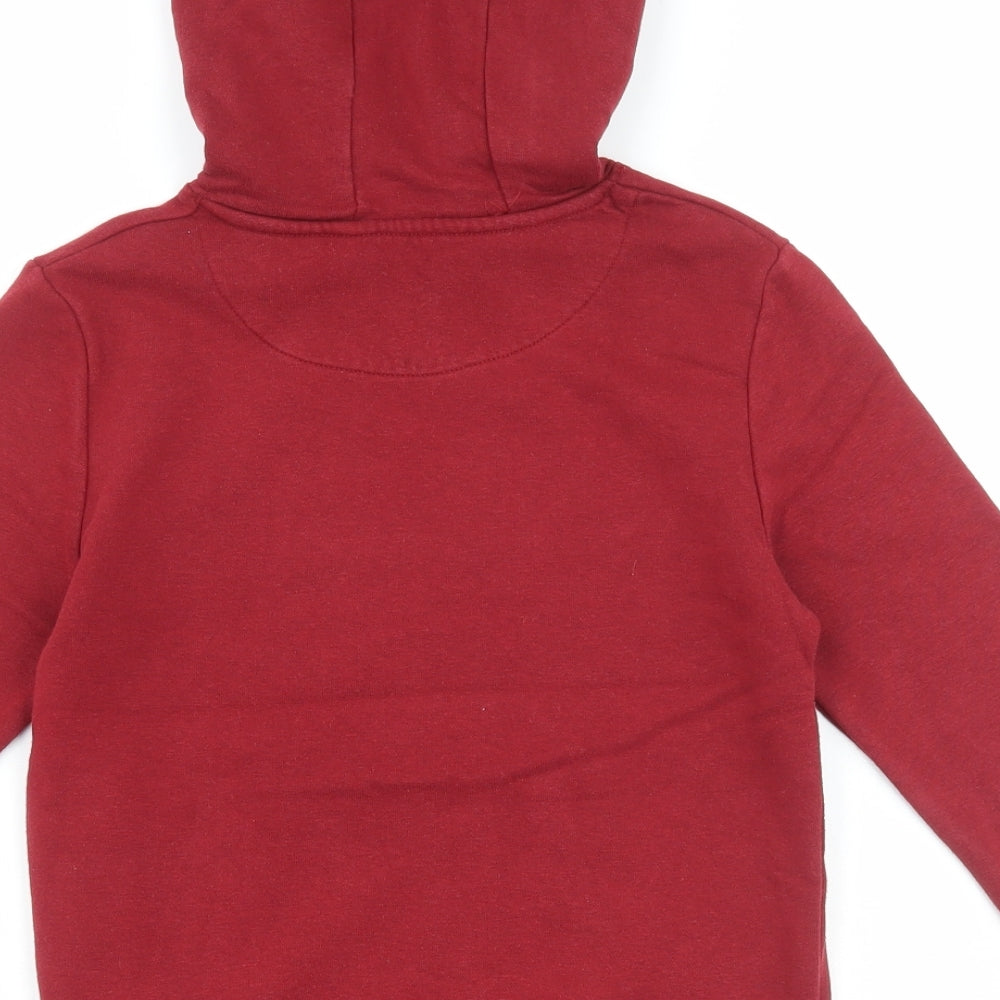 Marks and Spencer Boys Red Cotton Pullover Hoodie Size 6-7 Years