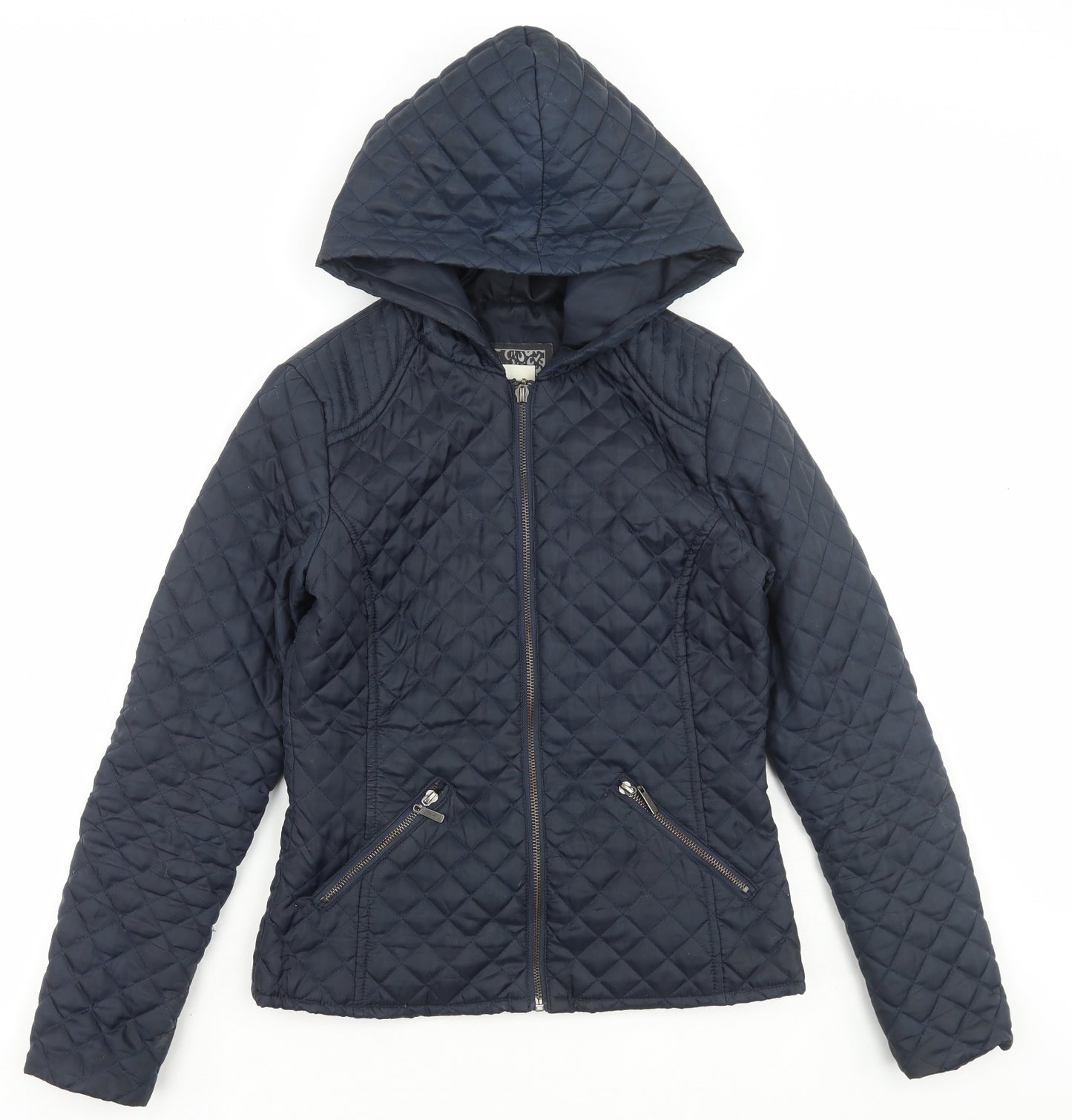 New Look Womens Blue Quilted Coat Size 8