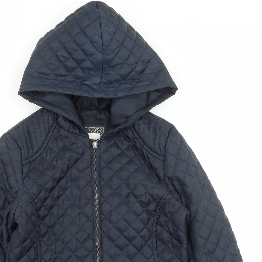 New Look Womens Blue Quilted Coat Size 8