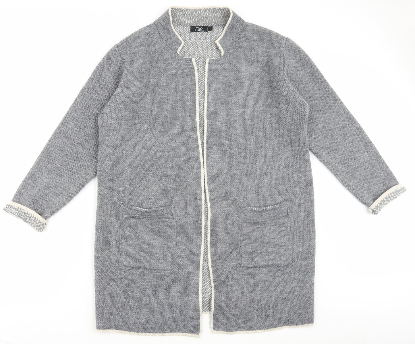 Made in Italy Womens Grey Round Neck Acrylic Cardigan Jumper Size XL