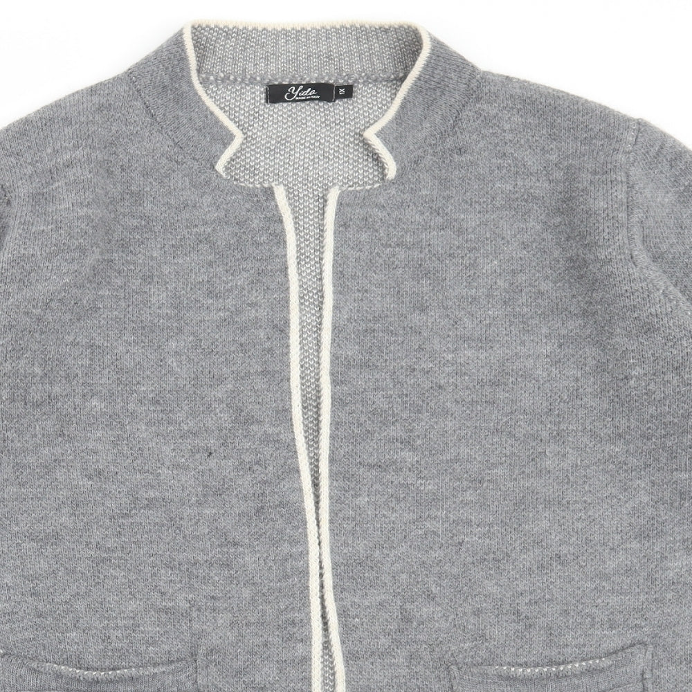 Made in Italy Womens Grey Round Neck Acrylic Cardigan Jumper Size XL