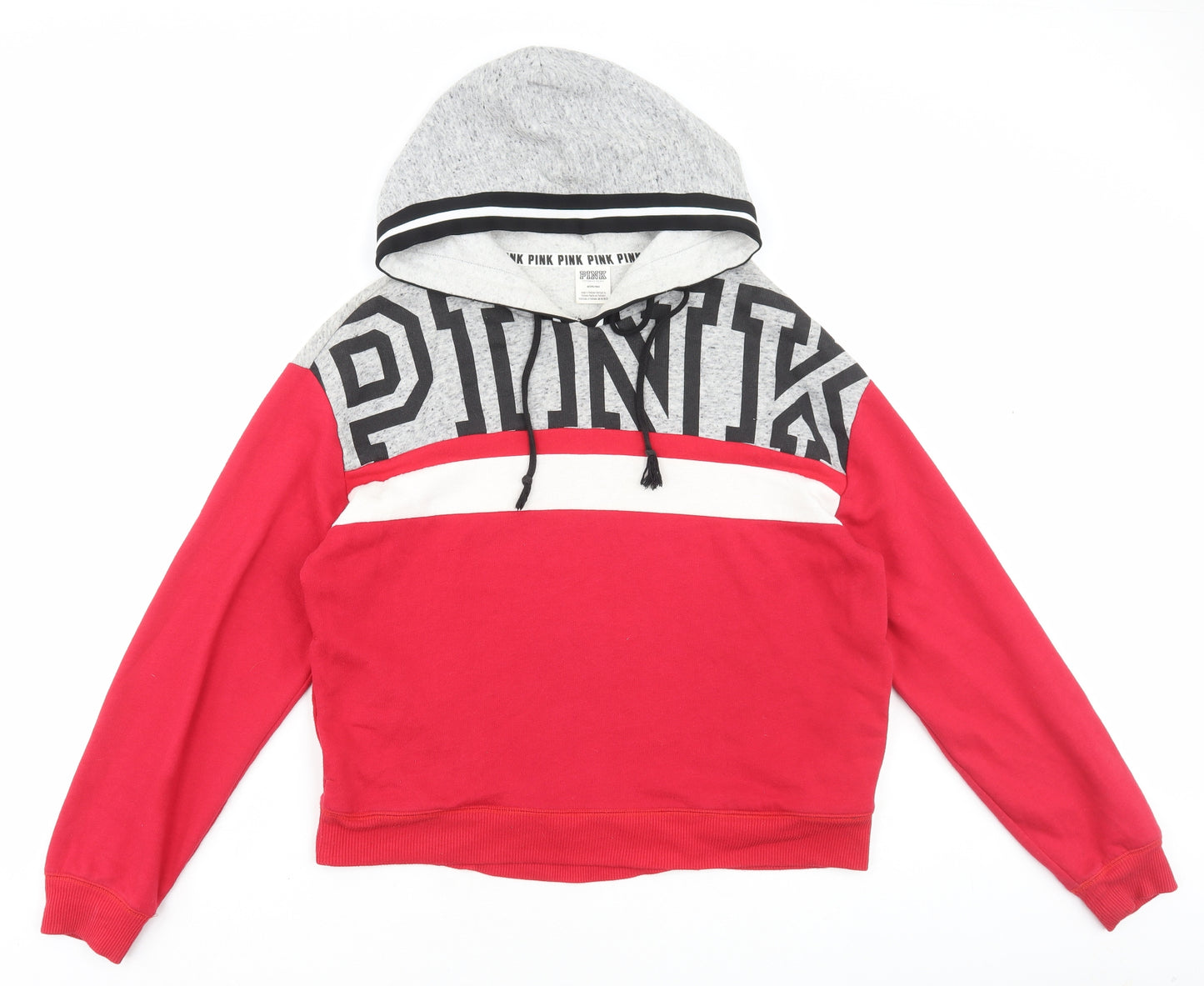 PINK Womens Red Polyester Pullover Hoodie Size M