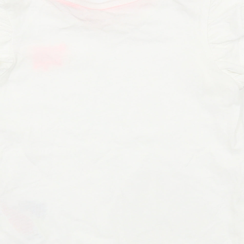 Marks and Spencer Girls White Cotton Basic T-Shirt Size 2-3 Years Round Neck