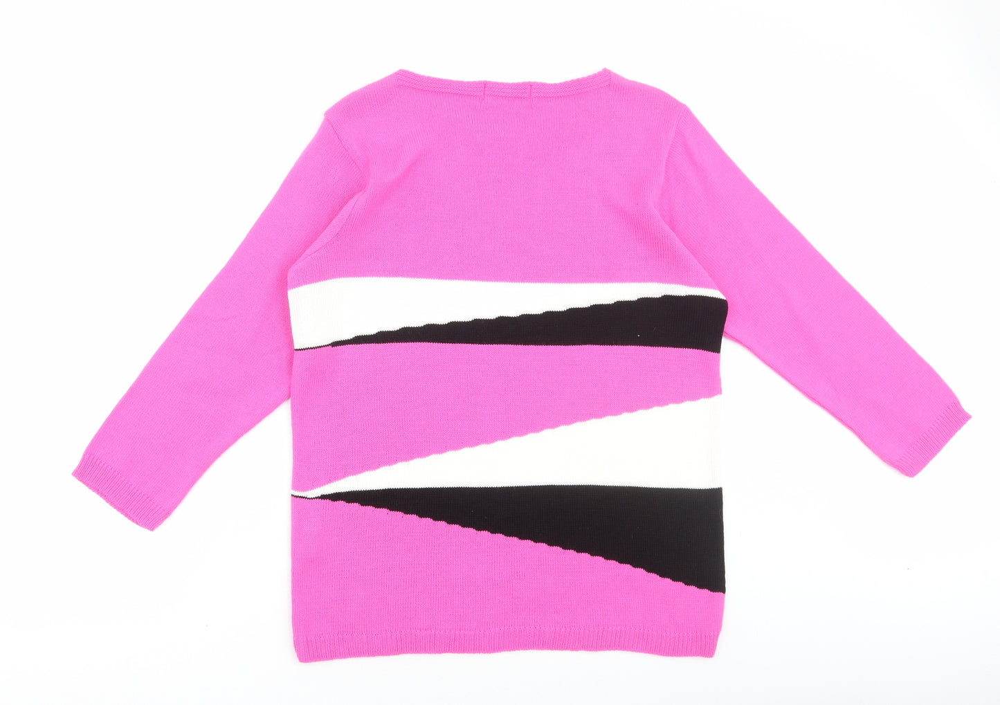Gerard Womens Pink Round Neck Geometric Acrylic Pullover Jumper Size L