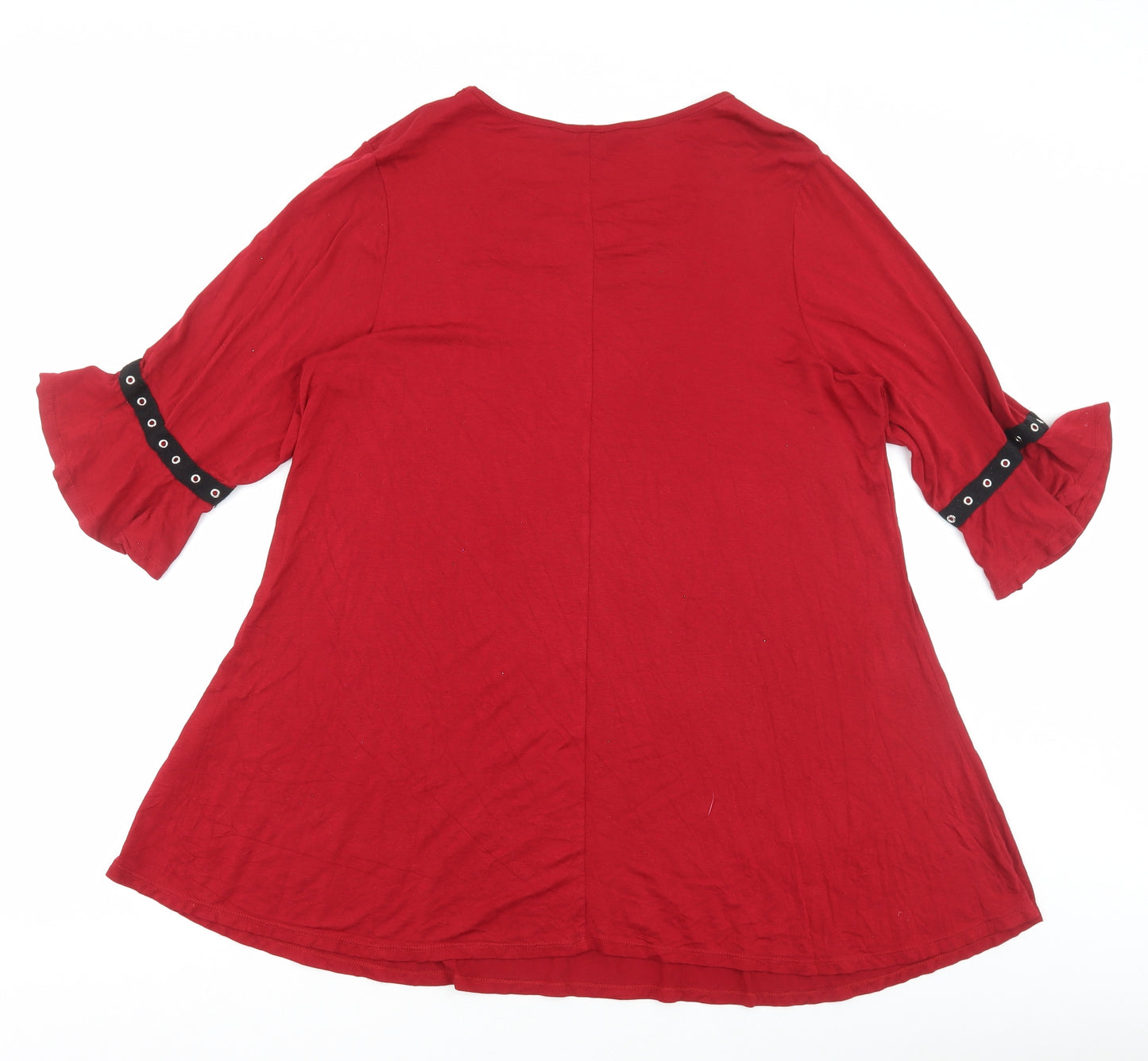 Yours Womens Red Viscose Tunic Blouse Size 18 V-Neck