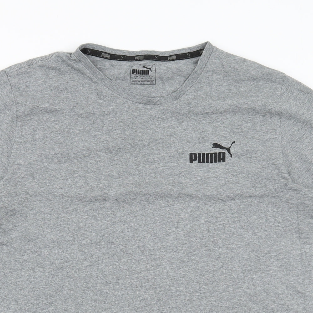 PUMA Mens Green Polyester T-Shirt Size M Round Neck