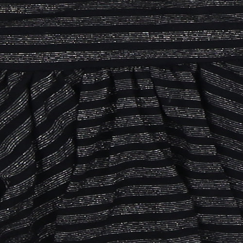 NEXT Girls Black Striped Viscose Skater Skirt Size 9 Years Regular