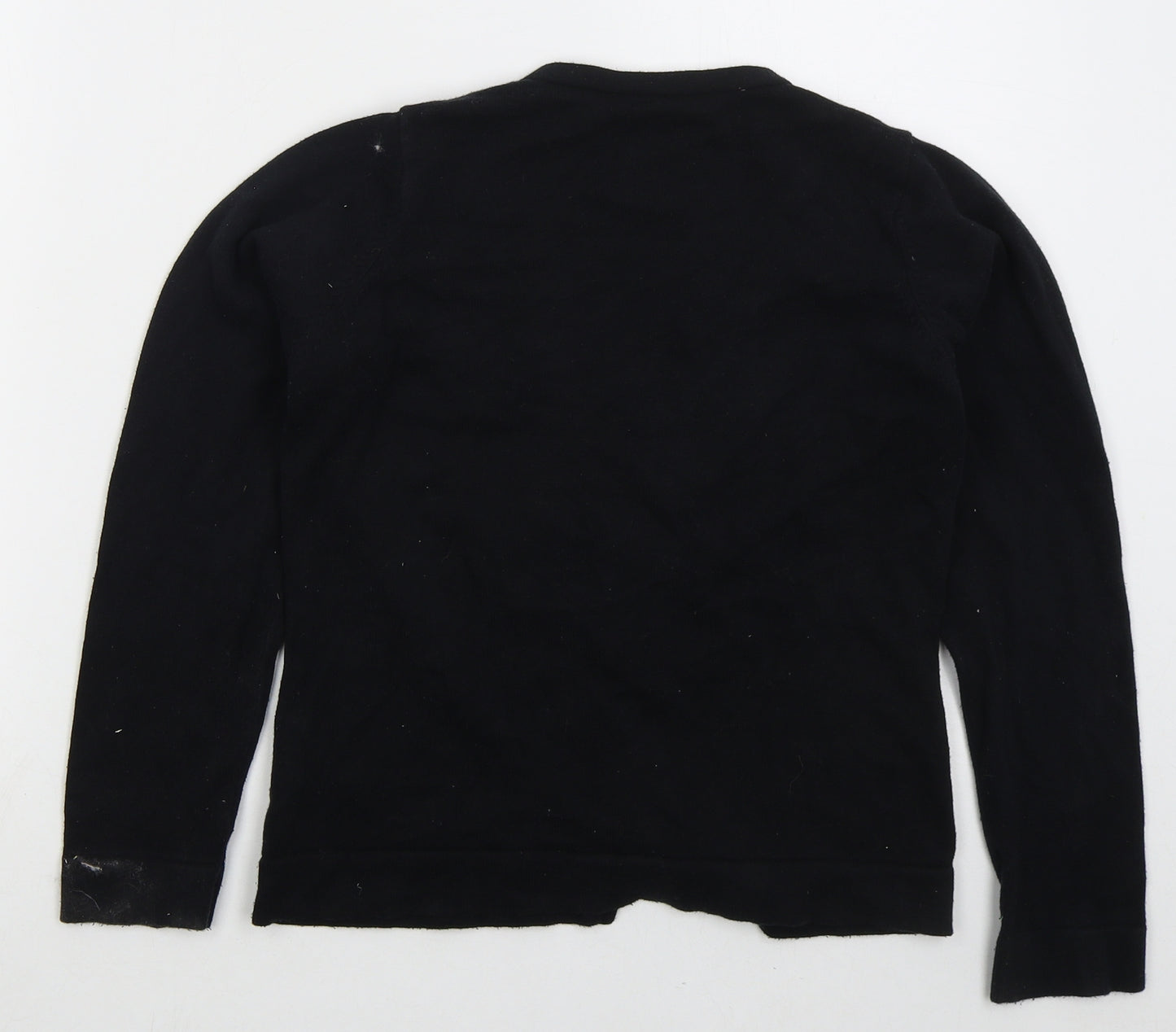 Marks and Spencer Girls Black V-Neck Cotton Cape Jumper Size 11-12 Years Button