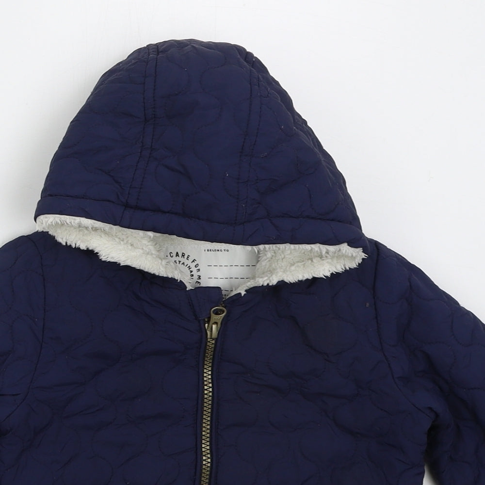 George Girls Blue Basic Coat Coat Size 18-24 Months Zip