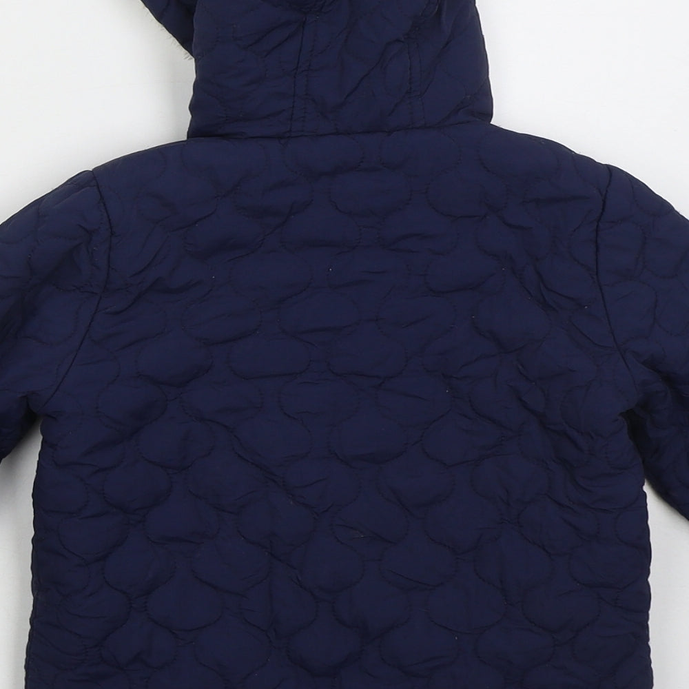 George Girls Blue Basic Coat Coat Size 18-24 Months Zip