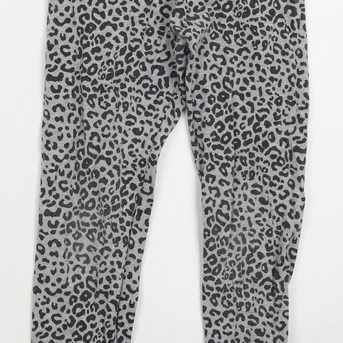 Zara Girls Grey Animal Print Cotton Carrot Trousers Size 9 Months Regular