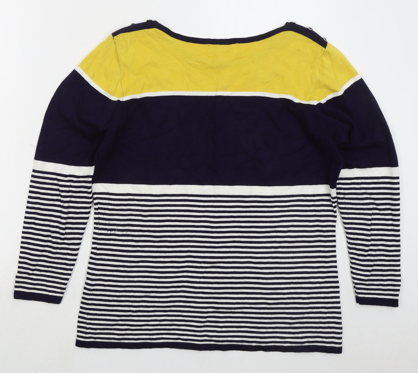 Grard Womens Blue Boat Neck Striped Viscose Pullover Jumper Size L