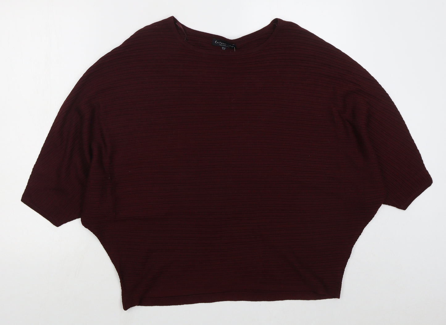 F&F Womens Red Boat Neck Polyester Pullover Jumper Size 12