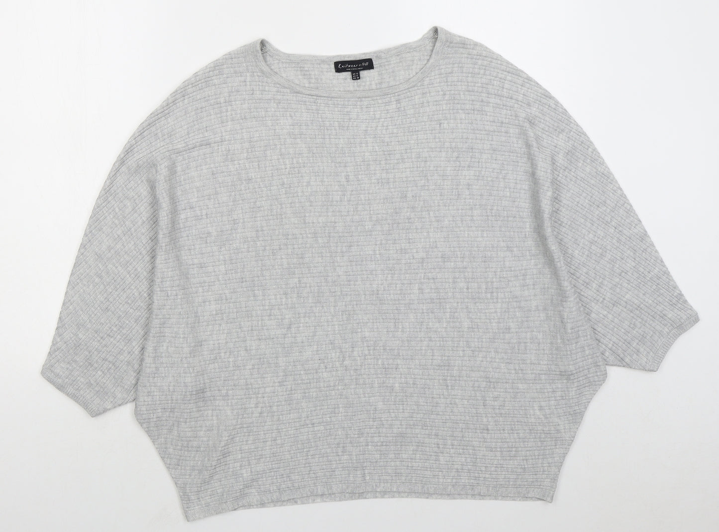 F&F Womens Grey Round Neck Polyester Shrug Jumper Size 12