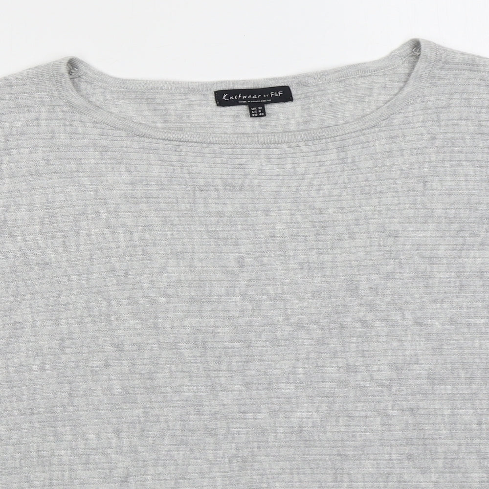 F&F Womens Grey Round Neck Polyester Shrug Jumper Size 12