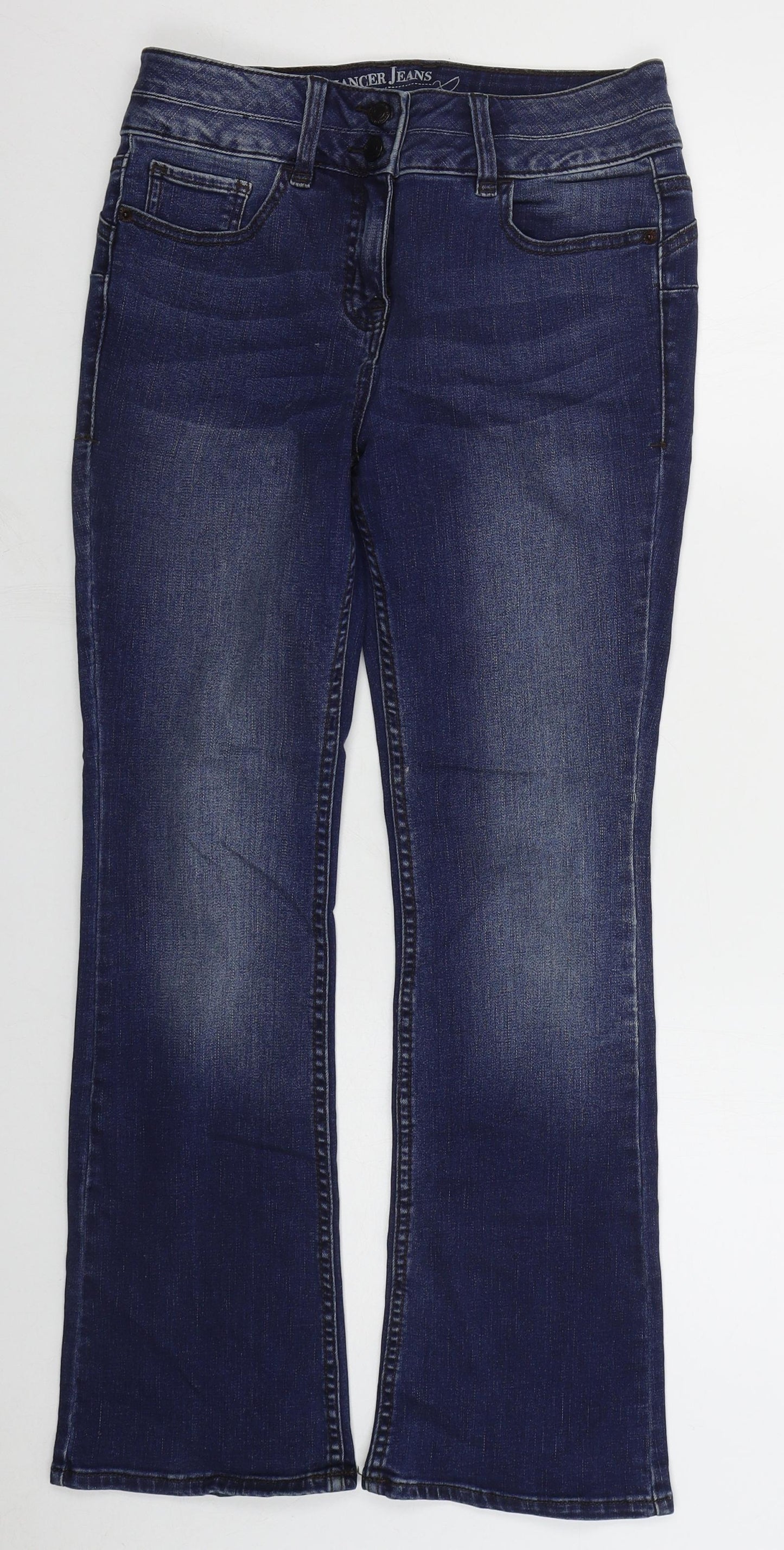 NEXT Womens Blue Cotton Bootcut Jeans Size 10 L28 in Regular Button