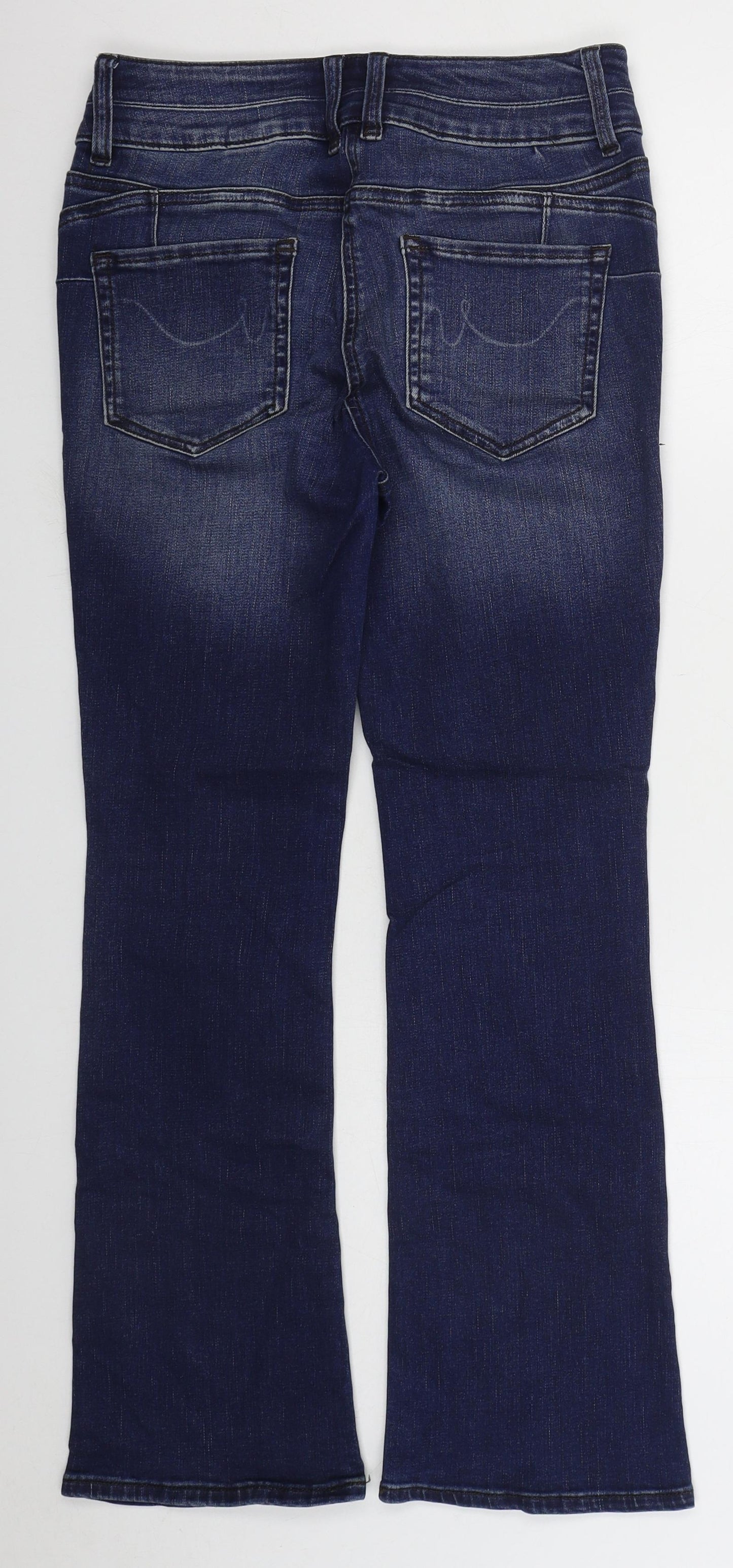 NEXT Womens Blue Cotton Bootcut Jeans Size 10 L28 in Regular Button