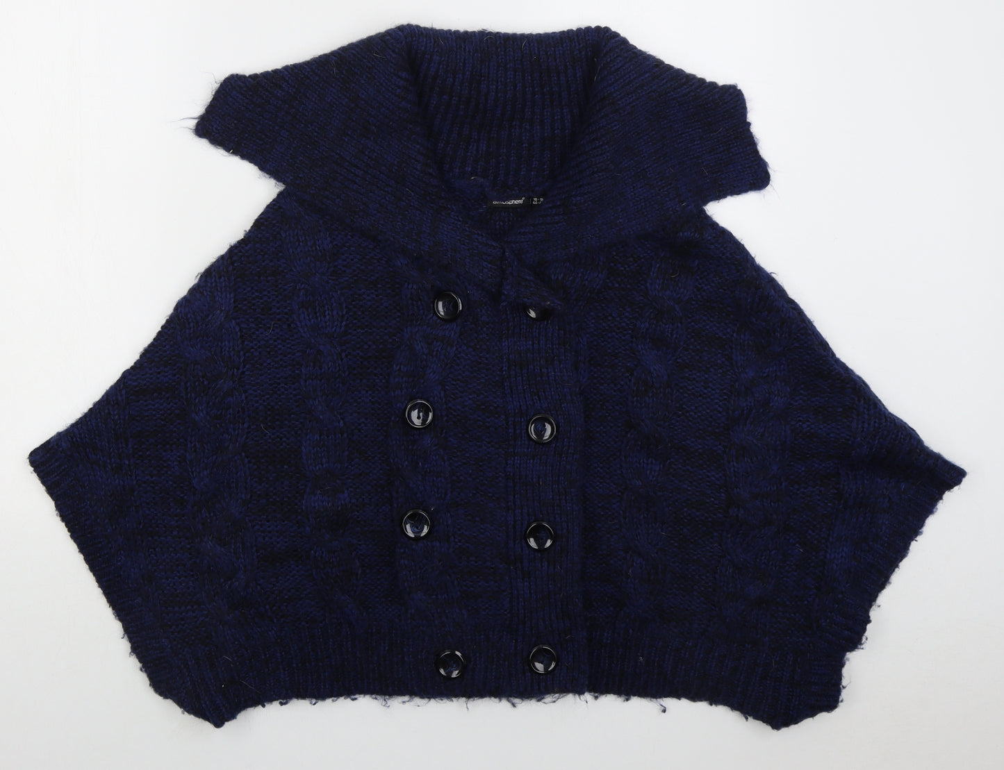 Atmosphere Womens Blue Collared Acrylic Cardigan Jumper Size 16