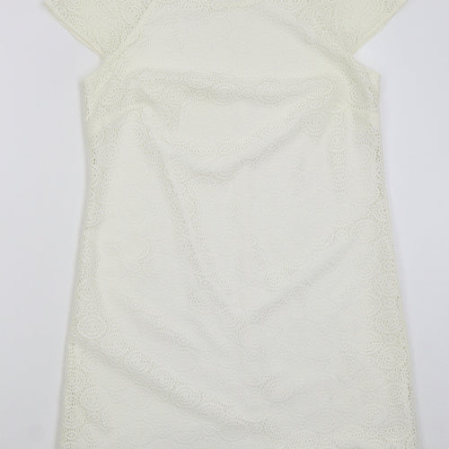F&F Womens Ivory Polyester A-Line Size 12 Round Neck Pullover