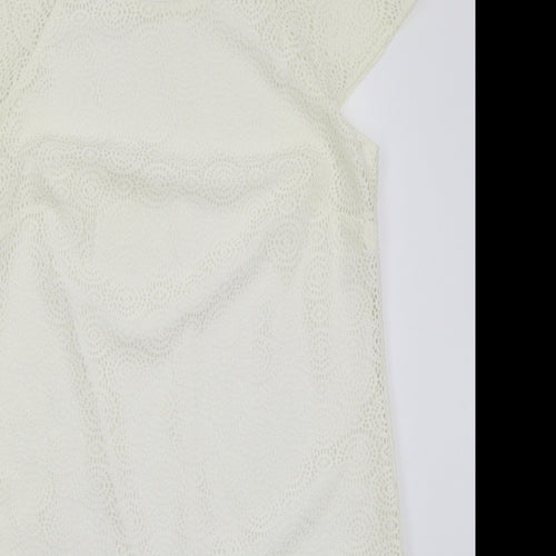 F&F Womens Ivory Polyester A-Line Size 12 Round Neck Pullover